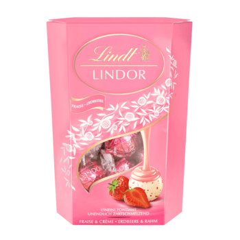 Конфеты Lindt LINDOR Fraise ErdBeere,Клубника & Сливки.