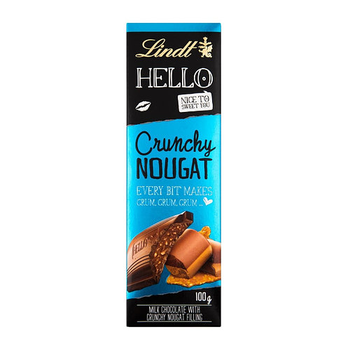 Шоколадный батончик Lindt HELLO Crunchy Nougat,хрустящая нуга.