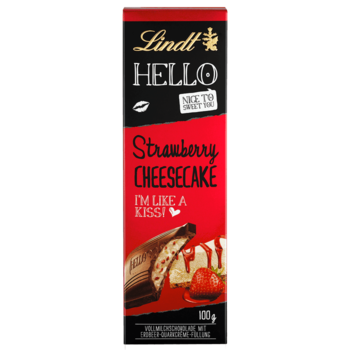 Шоколадный батончик Lindt HELLO Strawberry Cheesecace,с клубничным чизкейком 