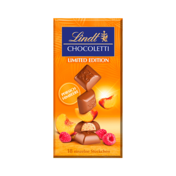 Lindt CHOCOLETTI Молочный шоколадный батончик с персиком и малиной 