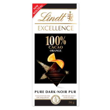 Lindt EXCELLENCE 100% Какао и апельсином, 50 грамм