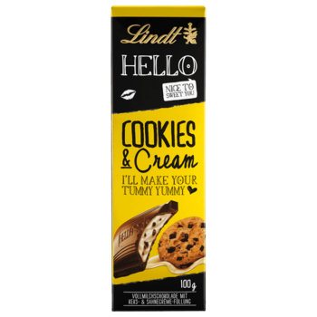 Шоколадный батончик Lindt HELLO Cookies s Cream,печенье и сливки