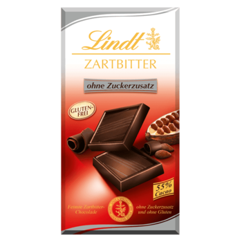 Плитка темного шоколада Lindt Dunkel ohne Zuckerzusatz,без добавления сахара,НЕ СОДЕРЖИТ ГЛЮТЕН