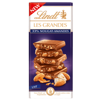 Шоколадный батончик Lindt LES GRANDES nougat amandes lait,миндальная нуга