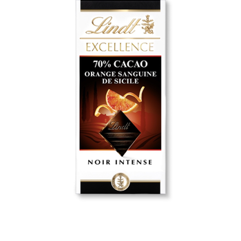 Lindt Excellence 70% какао красный апельсин из Сицилии