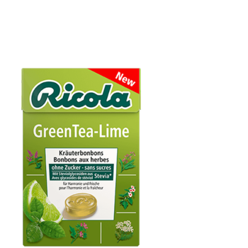 Леденцы Ricola GreenTea-Lime(ЗЕЛЕНЫЙ ЧАЙ-ЛАЙМ)